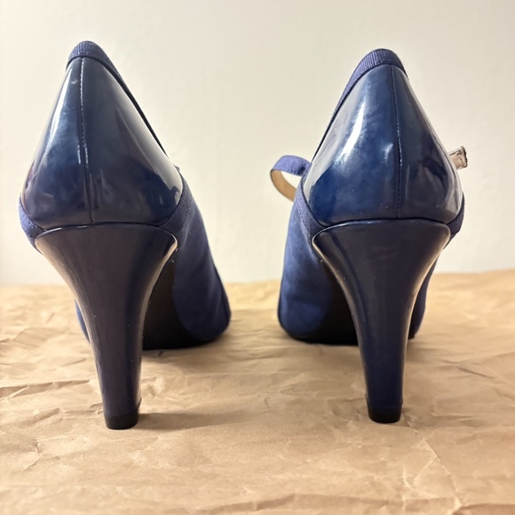 Karen Scott blue open toe strap heels size 8.5 - Picture 7 of 8